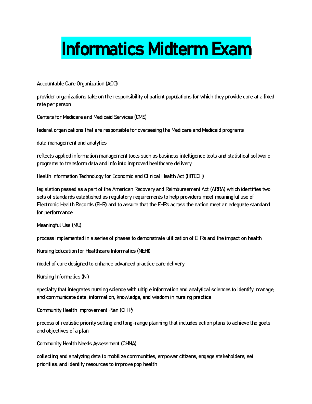 Preview image for Informatics Midterm Exam